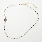 Football Charm Accent Dainty Beaded Game Day Chain Necklace