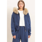 Detachable Fur Zip Up Hoodie