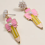 Elegant Pencil and Bow Pearl | Earrings