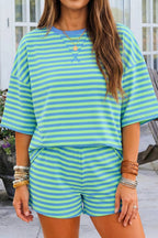 Dropped Shoulder Tee Loose 2pcs Short Set S-4X