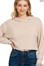 Ribbed Crop Hoodie Pullover Set