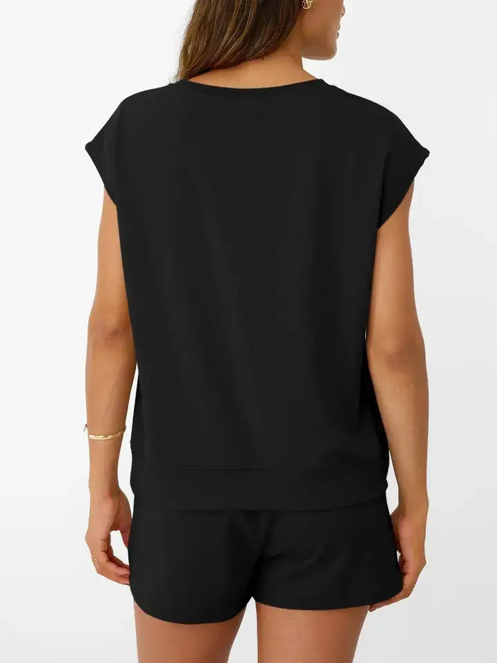 Casual Short Sleeve Top and Shorts Summer Set