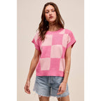 CHECK PLAID CASUAL SWEATER TOP