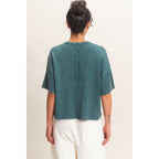 Mineral Wash Waffle Knit Pocket Top