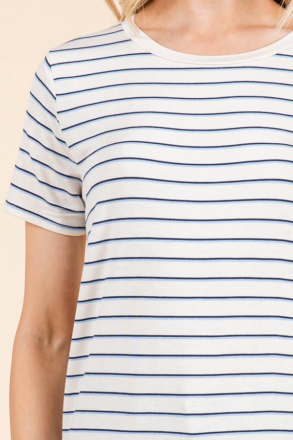 AY34568S4 - SHORT SLEEVE MULTI COLOR STRIPE TOP