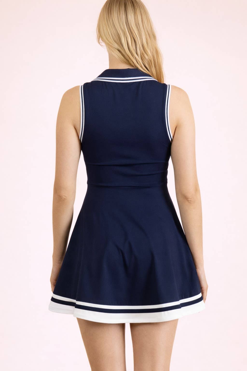 ND32089-Collared Sleeveless Activewear Tennis Dress