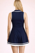 ND32089-Collared Sleeveless Activewear Tennis Dress