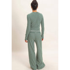 Striped Waffle Long Sleeve Top & Pants Set