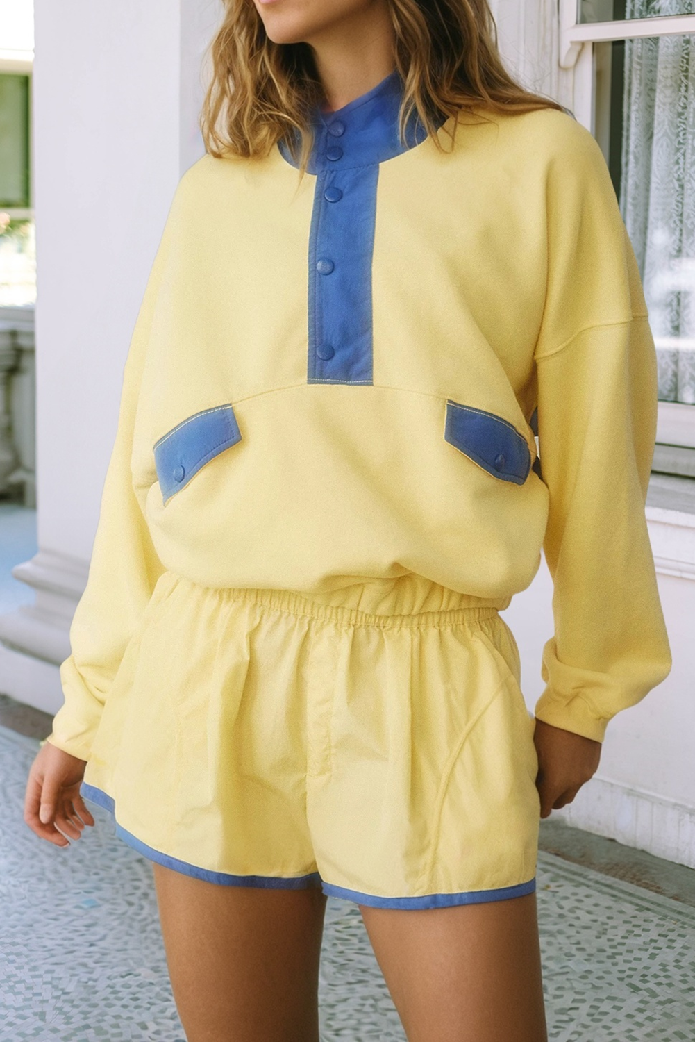 Colorblock Pullover + Shorts Set