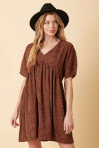 MINI ANIMAL PRINT DOLMAN SLEEVE BABYDOLL DRESS
