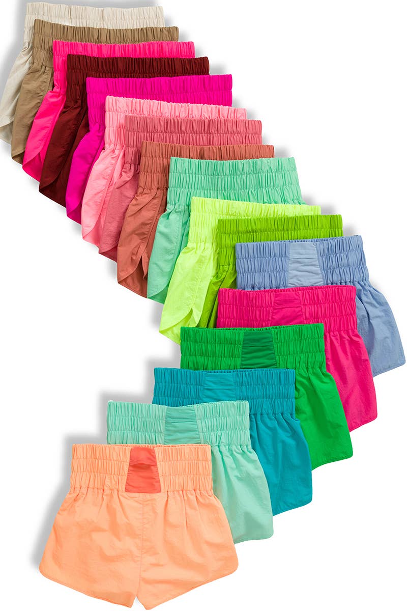 ,.SI-23325 Track shorts w/ back pocket & brief lining