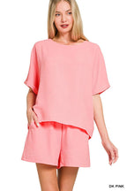 Woven Airflow Top And Shorts Set