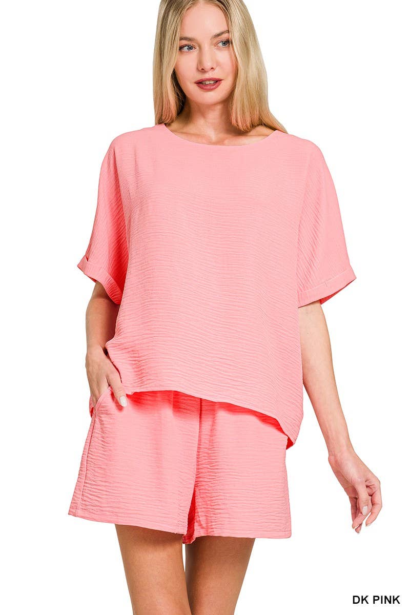 Woven Airflow Top And Shorts Set