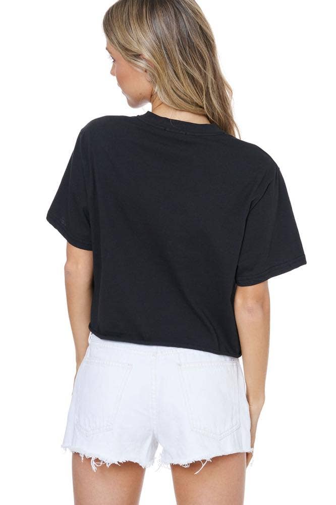 Cowboy & Beer Vintage Graphic S/S Faux Cropped Tee