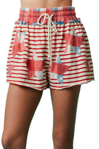 Stripe Knit Shorts With Star Patch Accents