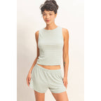 Striped Sleeveless Tank And Shorts Set