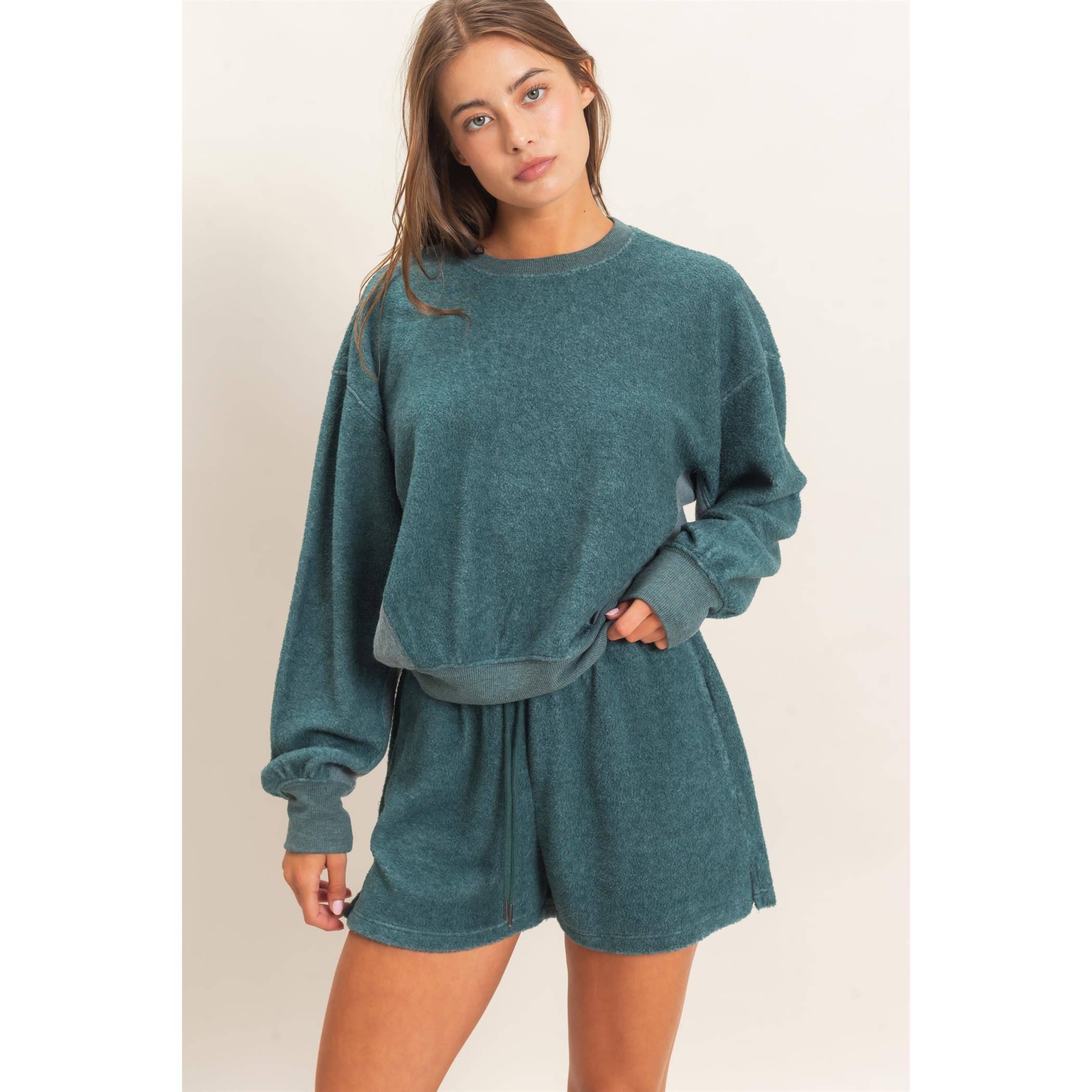 Contrast Sweatshirt & Shorts Set