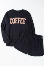 Coffee Sequin Sweatshirt + Shorts Set