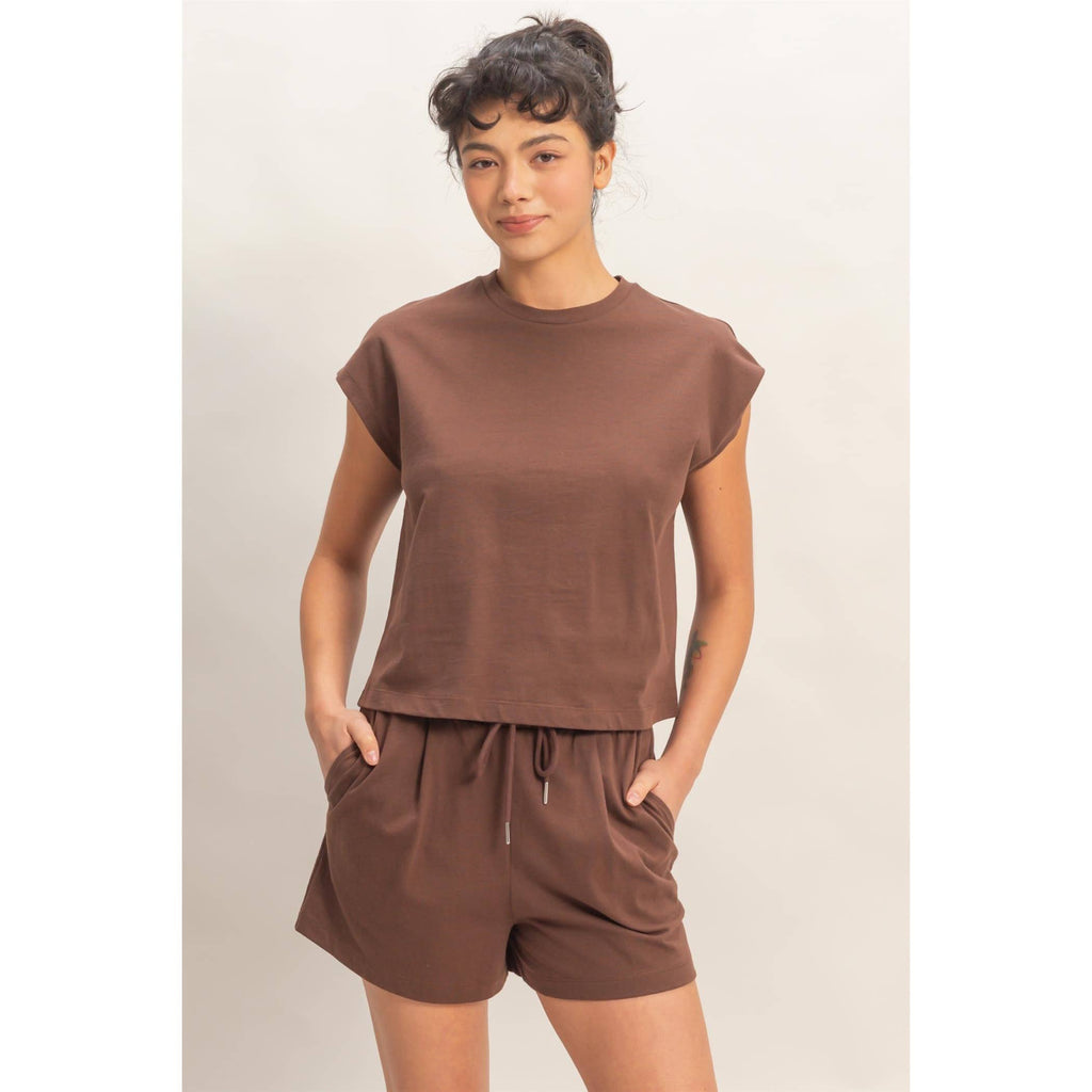 Cap Sleeve Boxy Top And Shorts Set