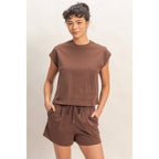 Cap Sleeve Boxy Top And Shorts Set