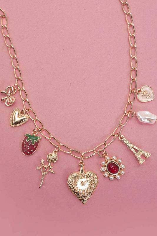 Strawberry Eiffel Tower Necklace