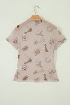 PRETTY BASH Western & Leopard Mesh Top