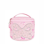 Quilted Striped Bow Print Round Glam Bag