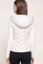 Hight Neck Adjustable Hoodie Quilted Puffer Jacket