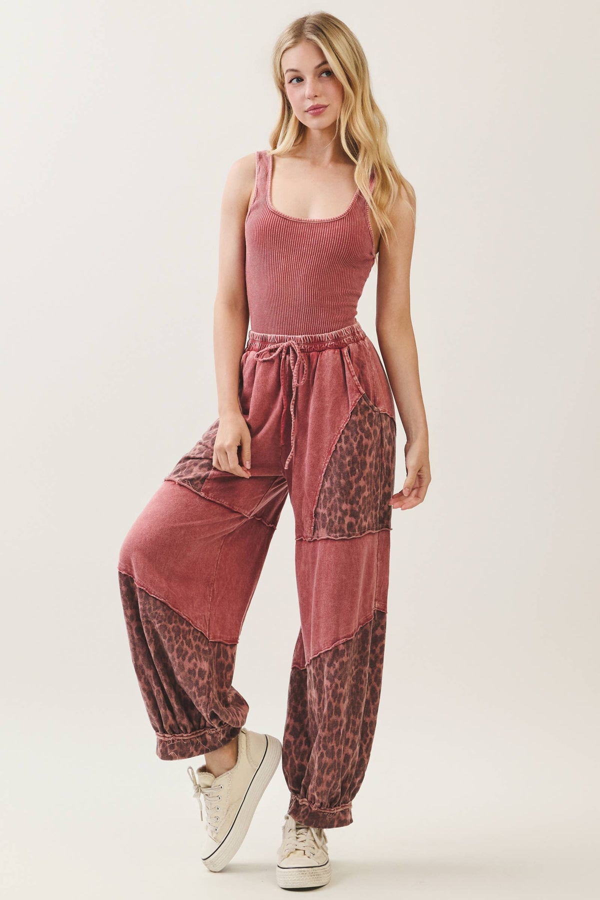 Mineral Washed Cheetah Leopard Balloon Lounge pants HP6948