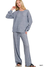 Soft Melange Hacci Long Slv Tee And Pants Set
