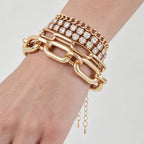 Multi Bejeweled Link Chain Bracelet