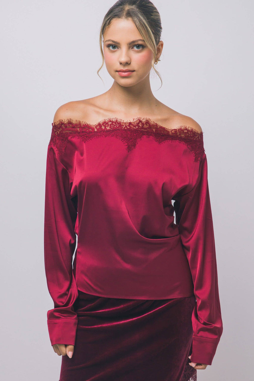 Lace-trimmed Off-the-shoulder Blouse
