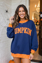 LAS-LIVE Polka Dot Letter Print Mock Neck Sweatshirt (S-XL)