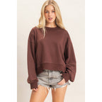 Ribbed Crew Neck Sweatshirt