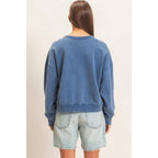 Acid Wash Seam Detail Crew Neck Sweatshirt