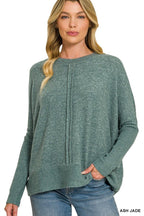 Brushed Melange Hacci Center Seam Oversized Sweater