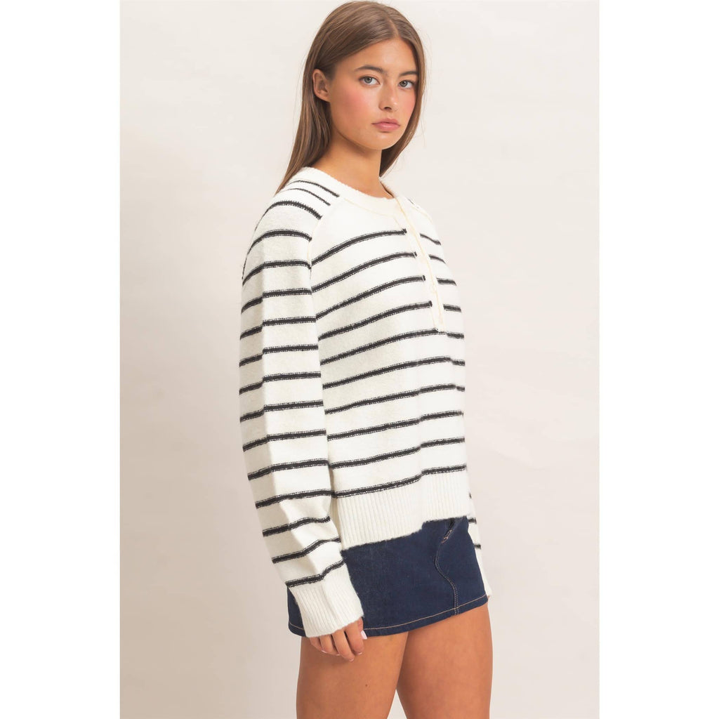 Stripe Henley Sweater
