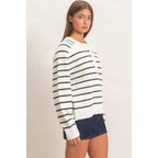 Stripe Henley Sweater