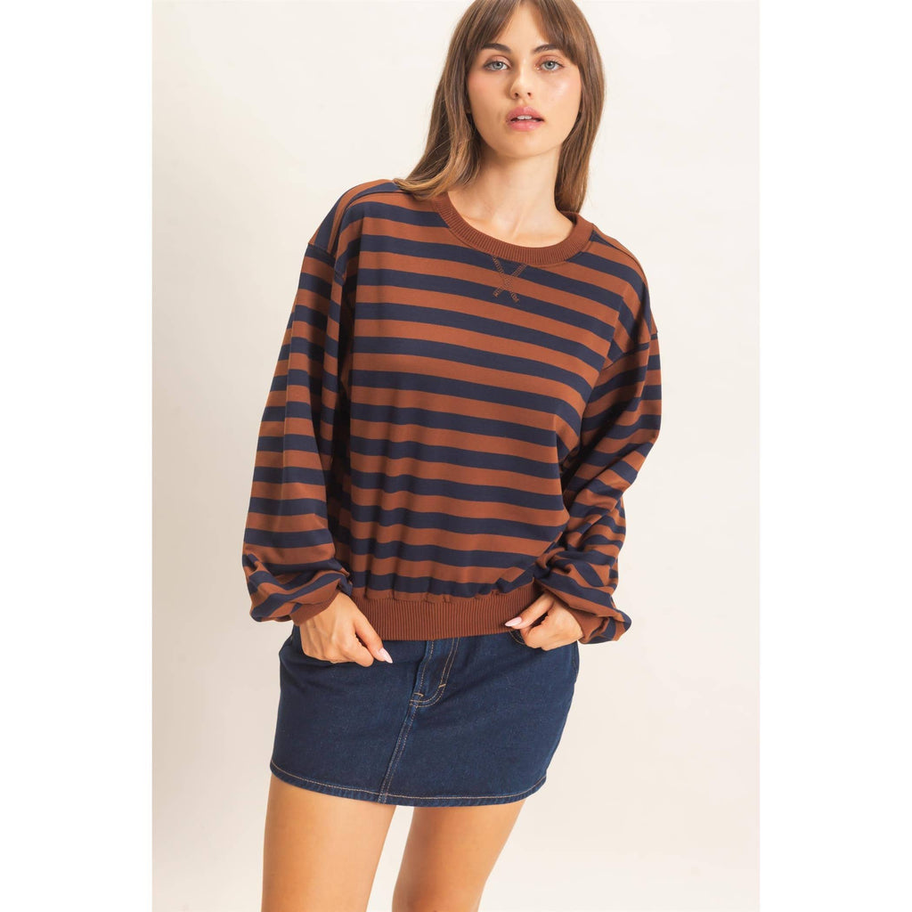 Striped Crew Neck Sweatshirt