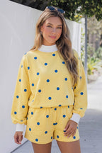 Polka Dot Mock Neck Long Sleeve Casual Two Piece Pants Sets