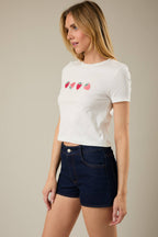 Crop Embroidered Strawberry Top