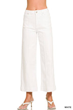 High Rise Wide Leg Pintuck Color Denim Pants