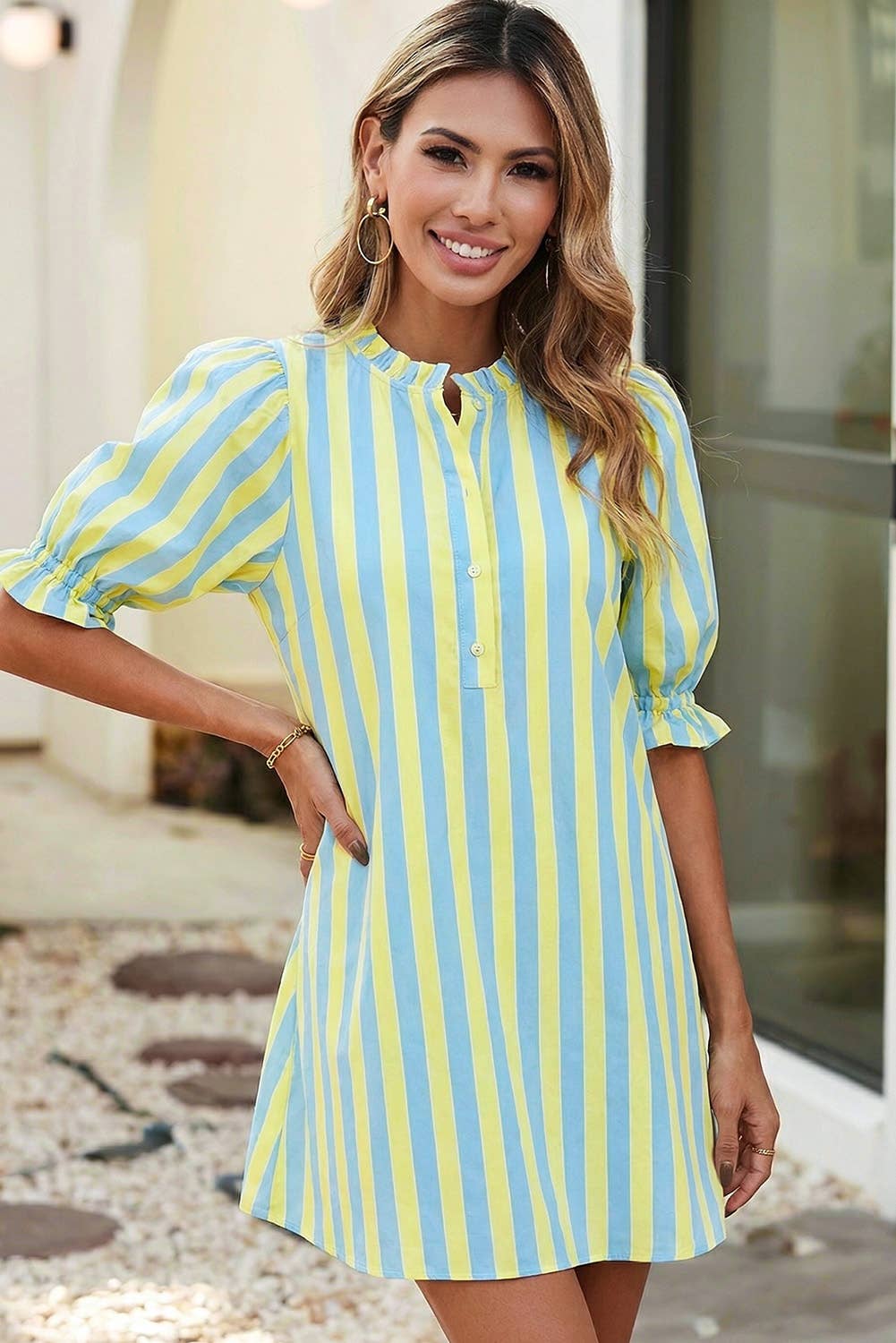 Red + Pink Striped Dress