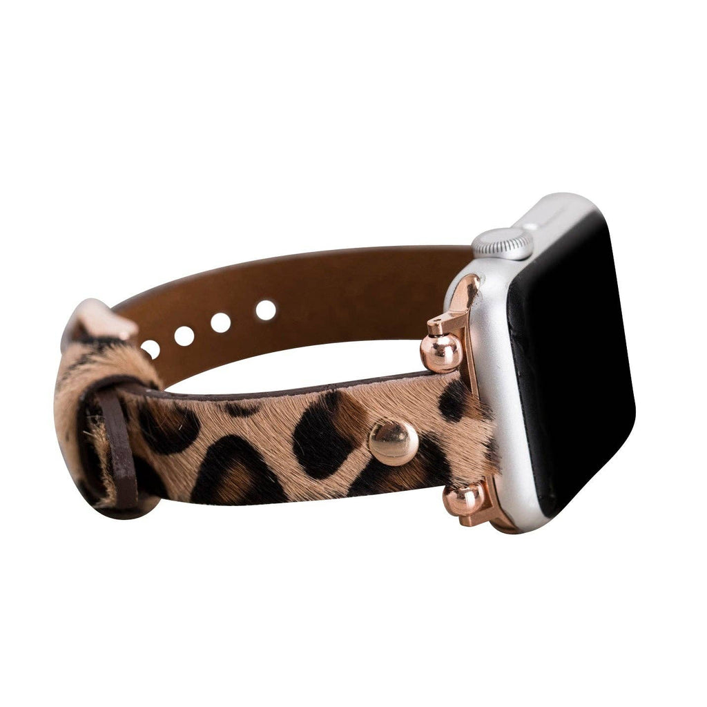 Apple Watch Band 38mm 40mm 42mm 44mm, Leather Watchband, Leopard Apple Watch Strap, iWatch Bracelet, Personalized Gift, Custom iWatch Band