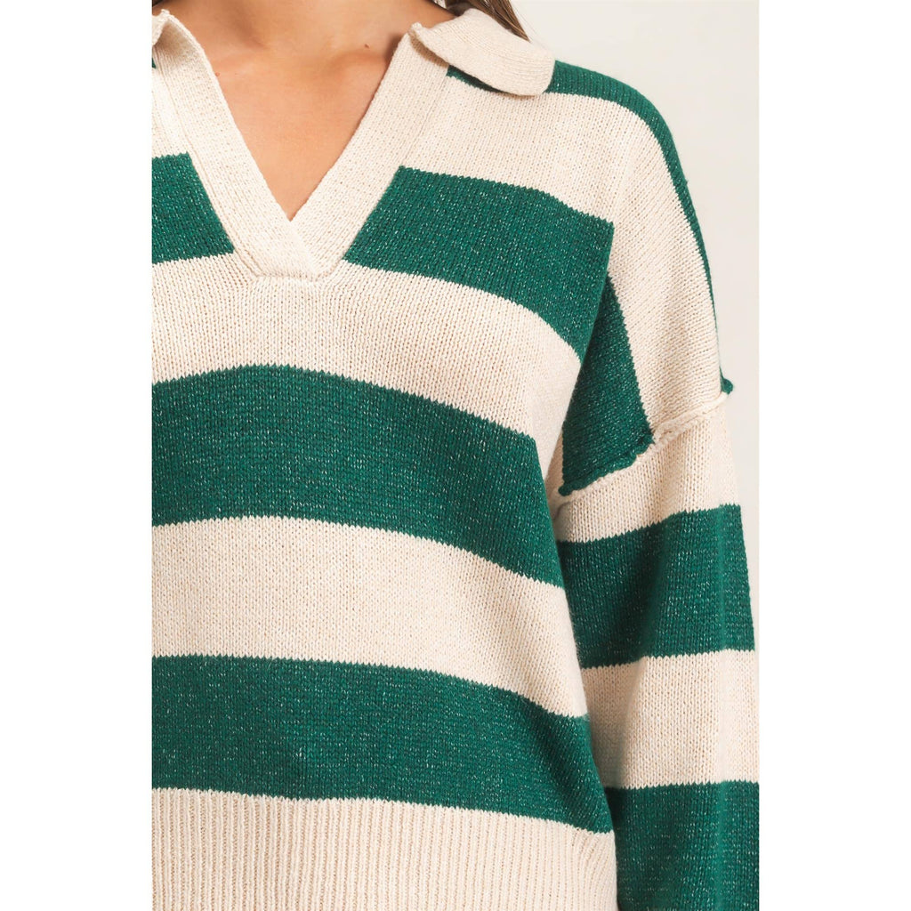 Rugby Stripe Polo Sweater