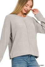 Chenille Waffle Center Seam Sweater Zenana