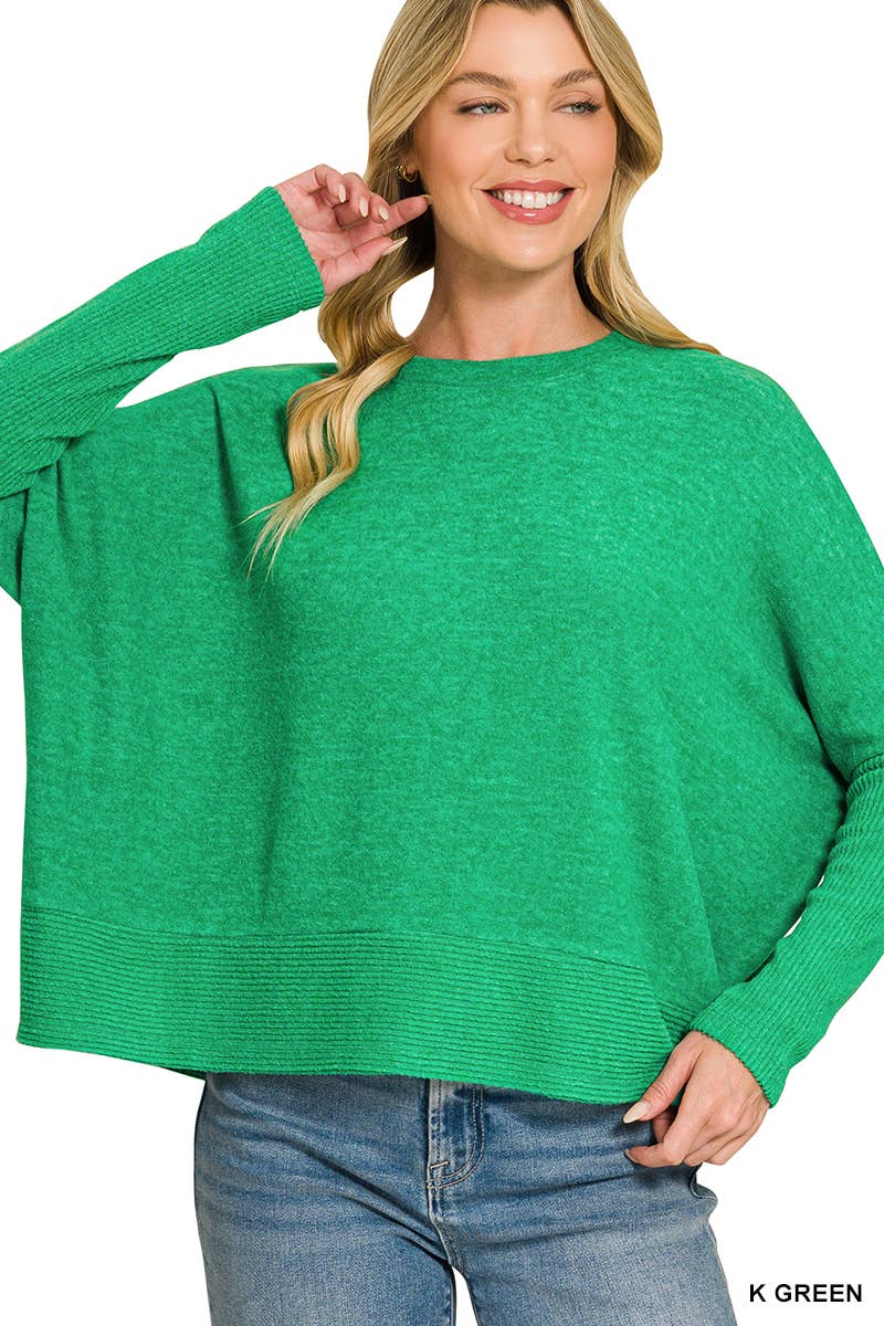 Brushed Melange Hacci Dolman Sleeve Sweater
