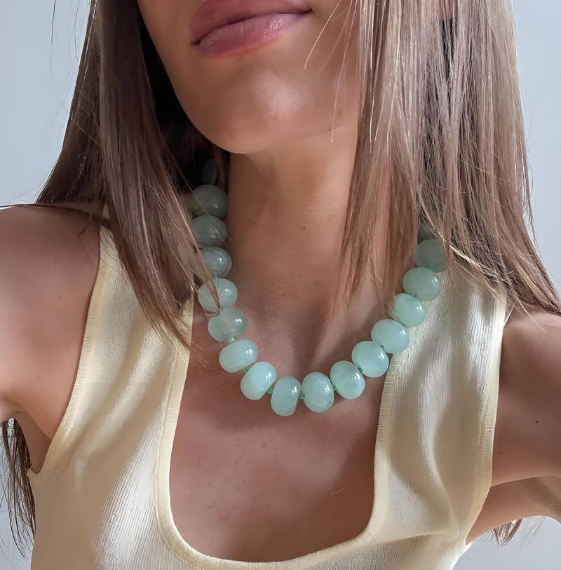 Chunky Beaded Natural Swirl Statement Necklace | 40NK9741