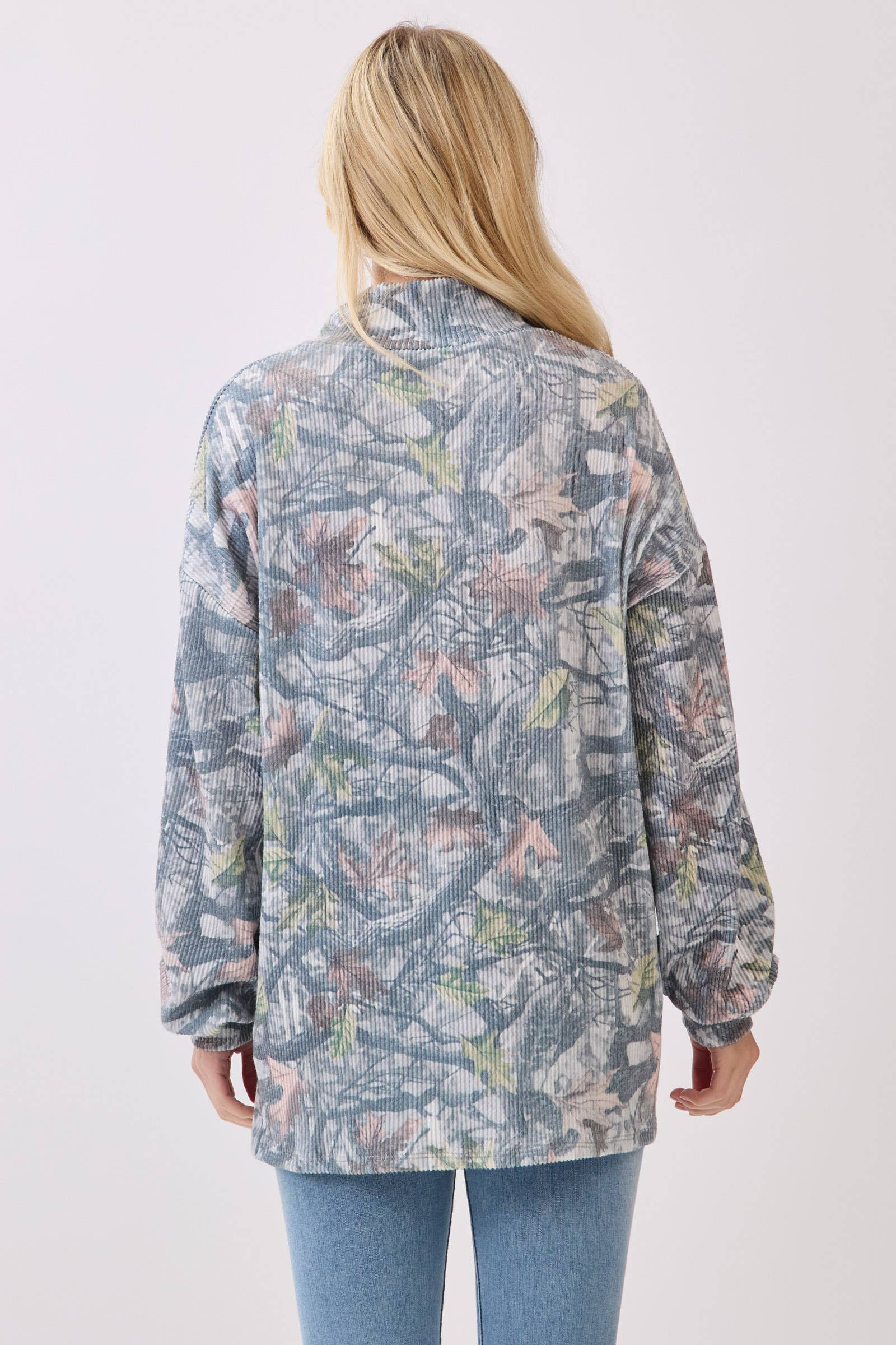 Camo Ribbed Quarter-Zip Pullover