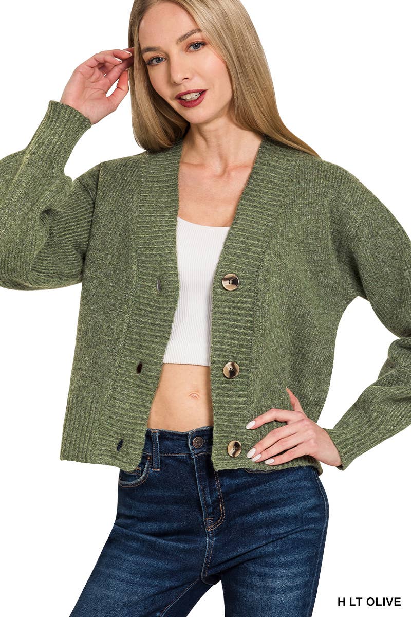 Melange Button Front Sweater Cardigan